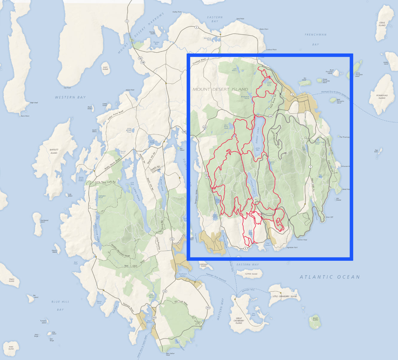 Map of Mount Dessert Island